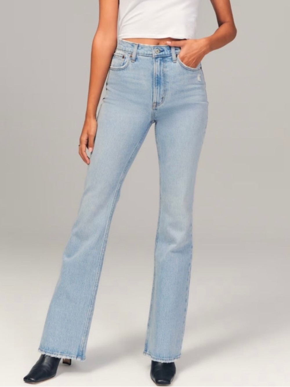 Abercrombie And Fitch 70s Vintage Flare Light Wash Ultra High Rise Jeans 25 0 R
